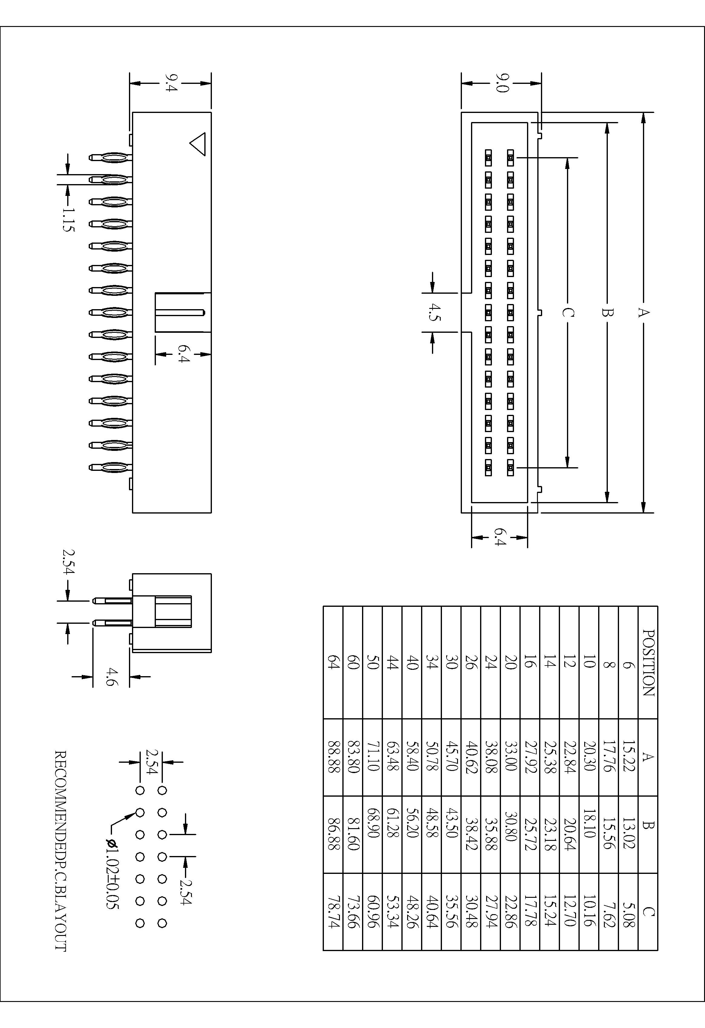 BHDS04 2.54mm Box Header 180°H=9.40 BHDS04 2.54mm Box Header 180°H=9.40