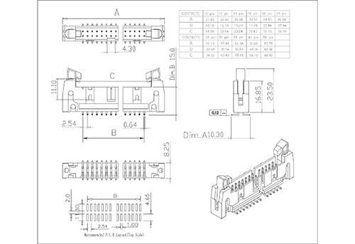 2.54mm Ejector Header SMTwith Special Short Latch