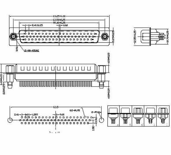 D-SUB 62P PCB Male Three Row Straight(stamped Pin)